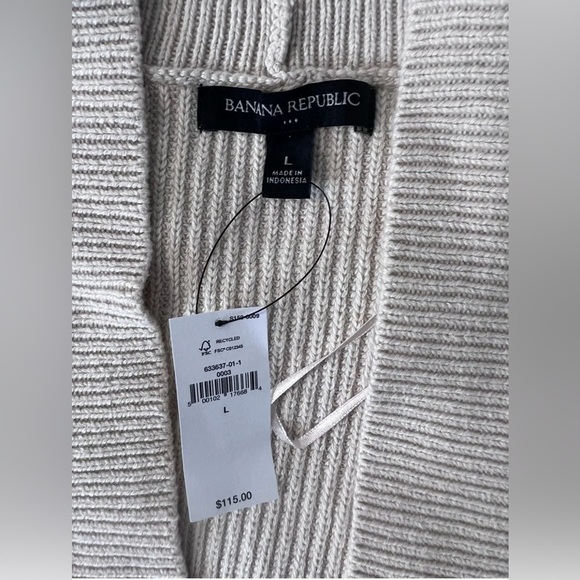 NWT Banana Republic Women's Beige Long Sleeve Open Front Cardigan Size Large - Picture 6 of 10